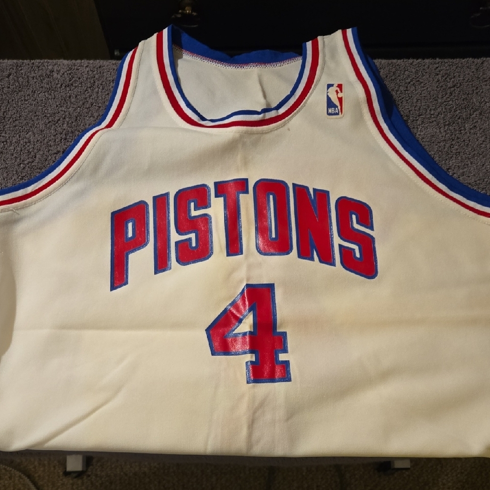 Vintage MacGregor Sand Knit Detroit Pistons Sleeveless Jersey #4 Joe Dumars